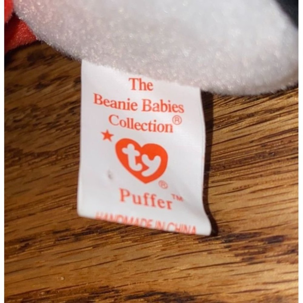 1997 Ty Puffer Beanie Babies Puffin PE Pellets Vintage Tag Errors Red Yellow Bla - Picture 8 of 10